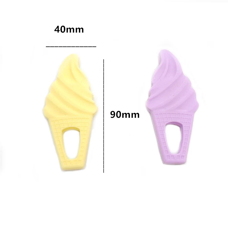 Chenkai 10PCS BPA Free Food Grade Silicone Ice Cream Teether Chewable Pacifier Pendant For Infant Nursing Necklace Accessories