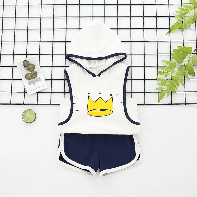 Летняя одежда для новорожденных мальчиков и девочек топ на бретелях с рисунком +