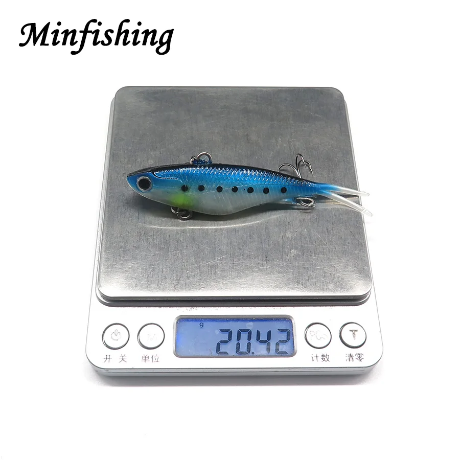 Minfishing 1 Piece Soft Fishing Lures Jig Head Artificial Bait VIB Wobbler 20g with 2 Sharp Hooks | Спорт и развлечения