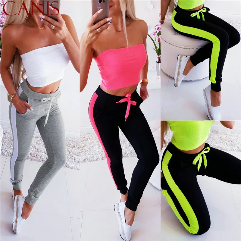 

Women High Waist Sport Pants Print Fitness Gym Stretch Trousers US running jogging harem pants