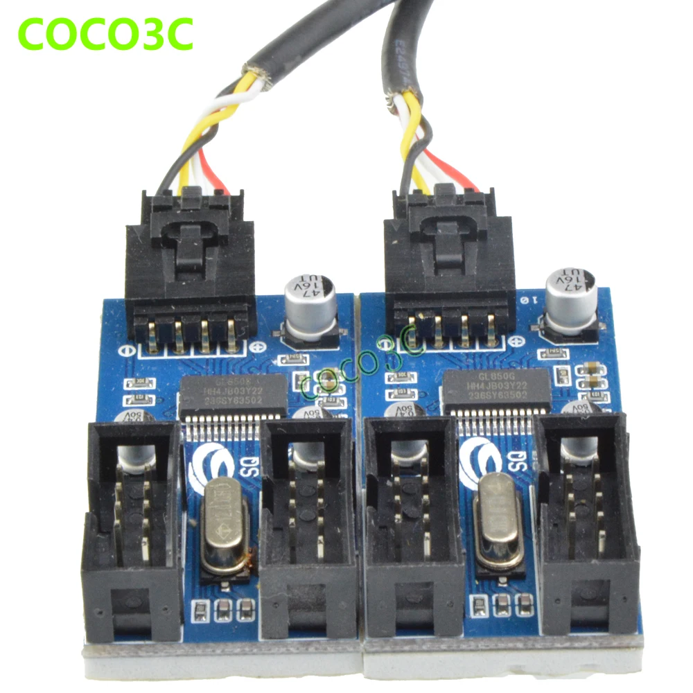 9Pin USB header 1 to 2 / 4 ports 9P Female Extension Cable Desktop Motherboard 9-pin Port multiplier Card HUB Adapter | Компьютеры и