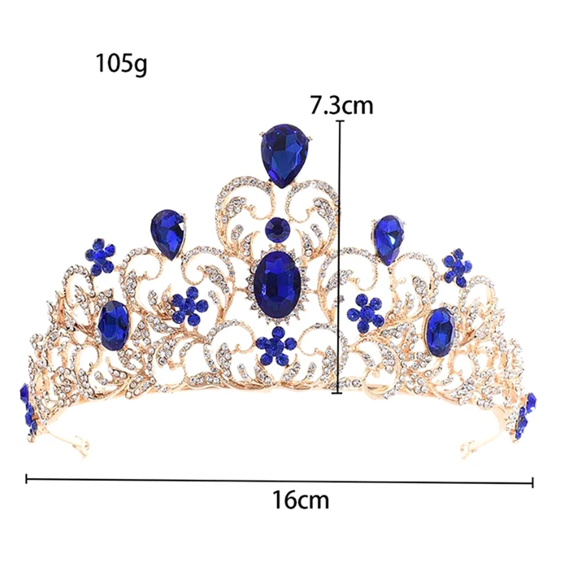 Baroque Silver Gold Color Blue Crystal Wedding Tiara Brides Headband Bridal Rhinestone Pageant Tiaras And Crowns Hair Jewelry | Украшения и