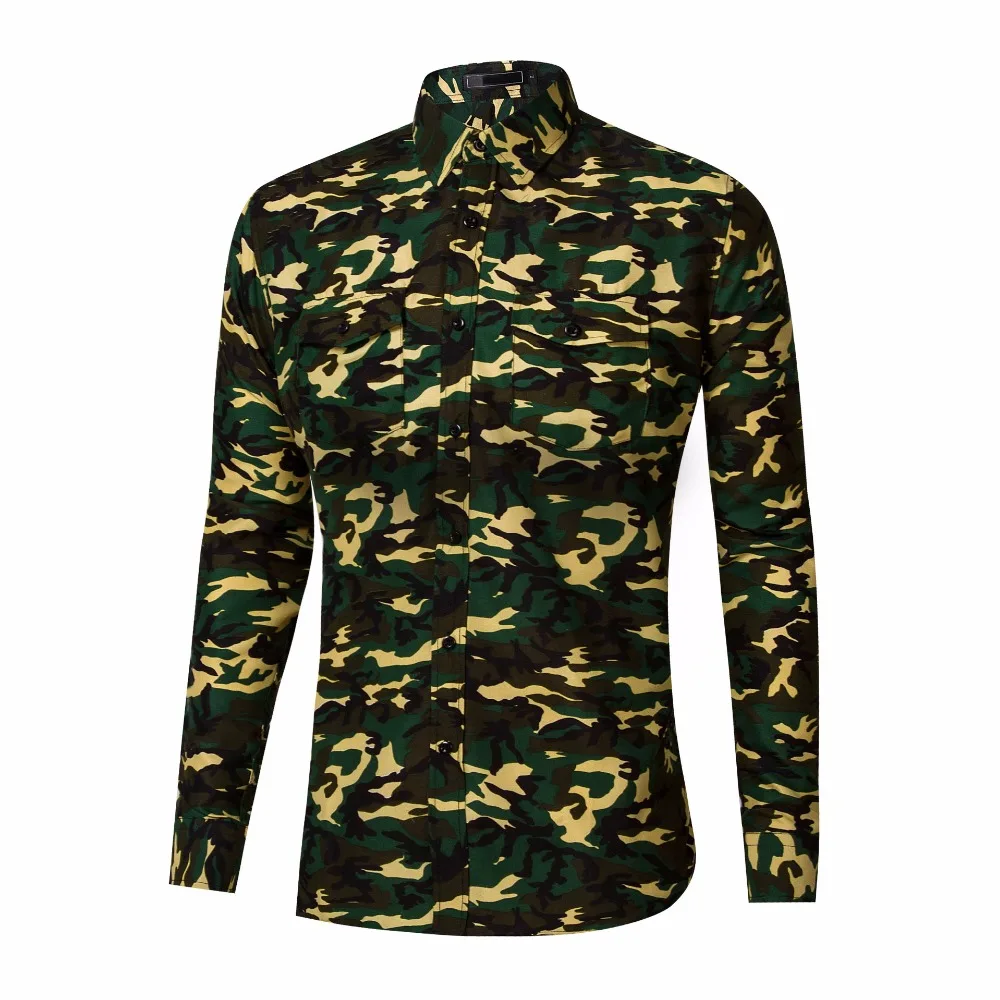 Лето 2017 г. Для мужчин камуфляж Рубашки для мальчиков с длинным рукавом боты