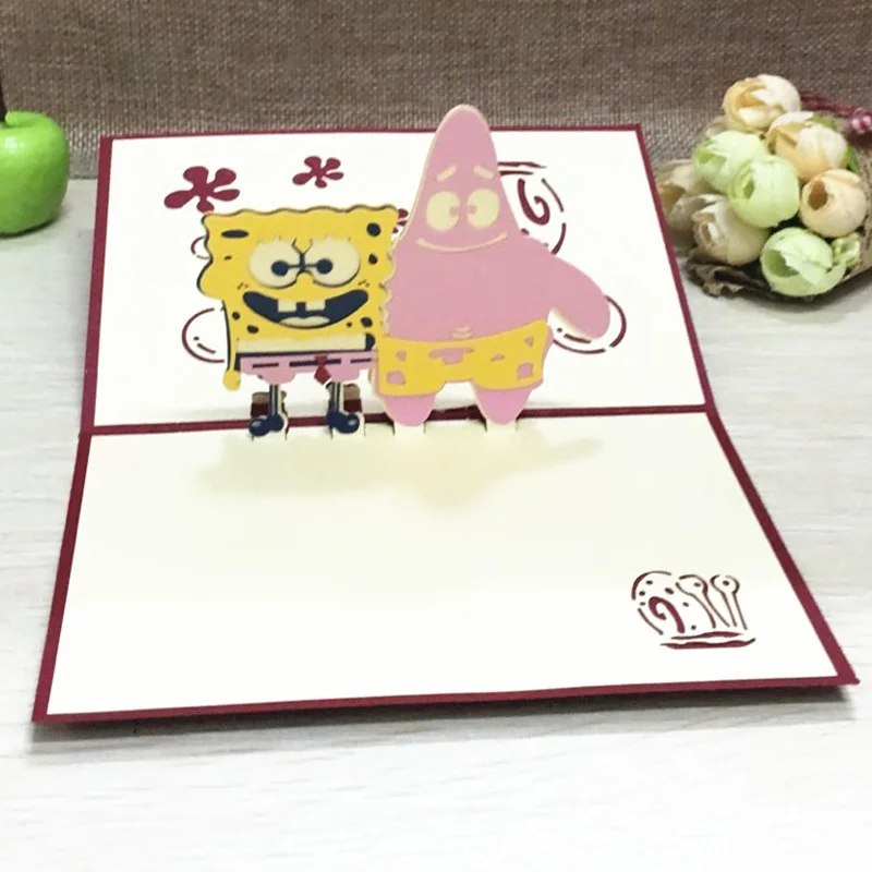 1 шт. объемная поздравительная открытка сделай сам из мультфильма Губка с