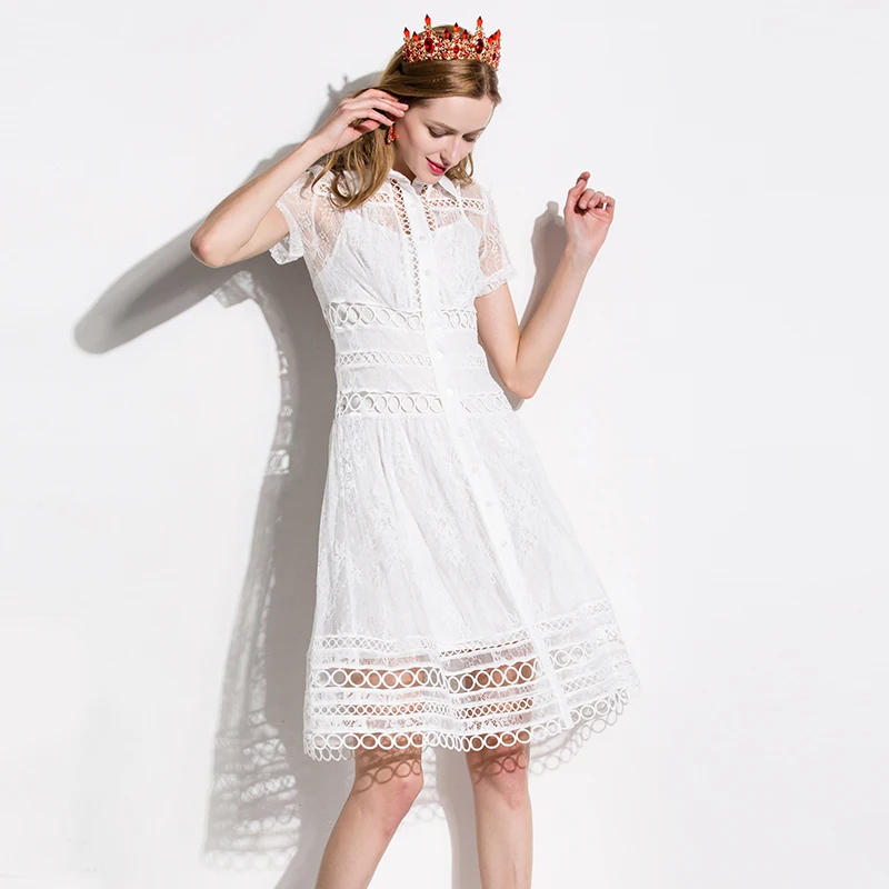 2017 Лето белый Turm вниз Воротник Милый Краткое принцесса С Коротким Рукавом