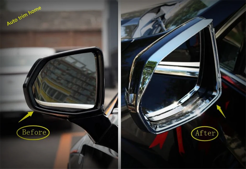 

Outside Rearview Mirror Rain Shade Rainproof Blades Frame Cover Trim 2 Pcs Fit For Cadillac XT4 2019 2020 2021 Chrome Style