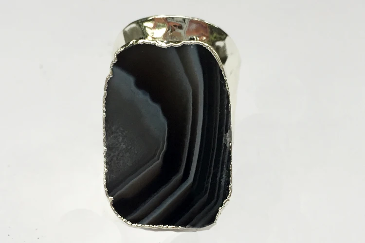 6 BOROSA натуральный кулон Agates Druzy Открытое кольцо Ringe Гальваническое натуральный оникс Агаты драгоценные камни Свадебная вечеринка кольцо - Цвет основного камня: 6