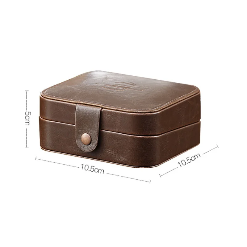 

Home storage box Leather built-in vanity mirror portable jewelry storage box Classic PU traditional craft jewelry box