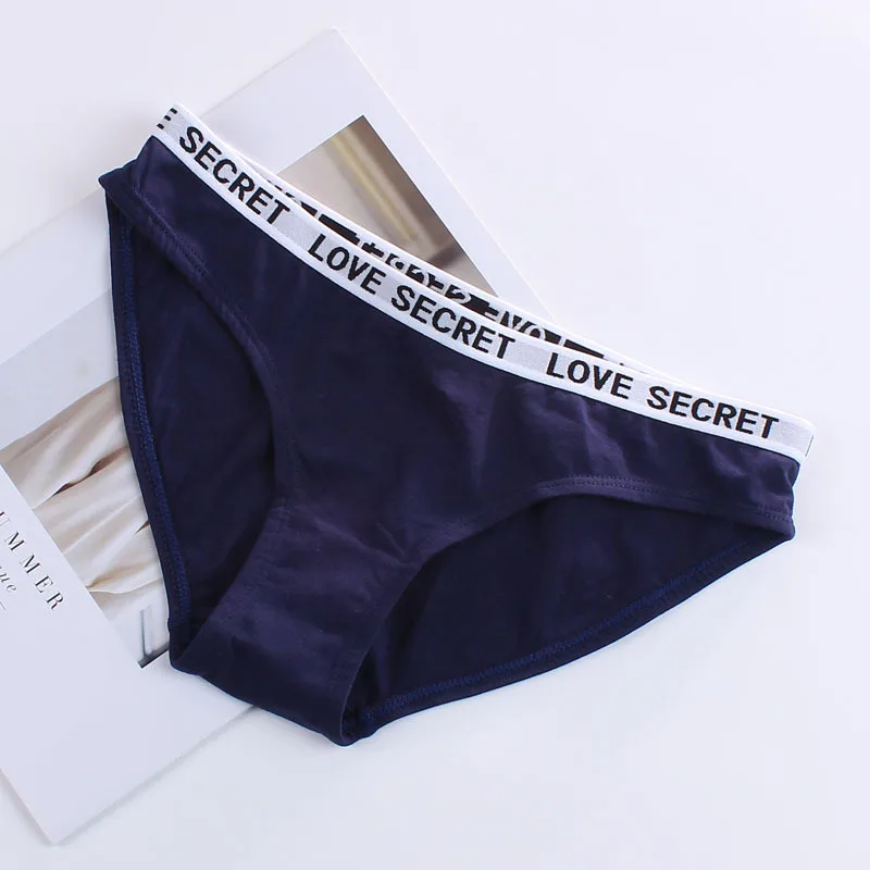 royal blue Женское нижнее белье с надписью «Love Secret», хлопковые сексуальные спортивные трусы с низкой талией для студентов, здоровое дышащее нижнее белье - Цвет: royal blue