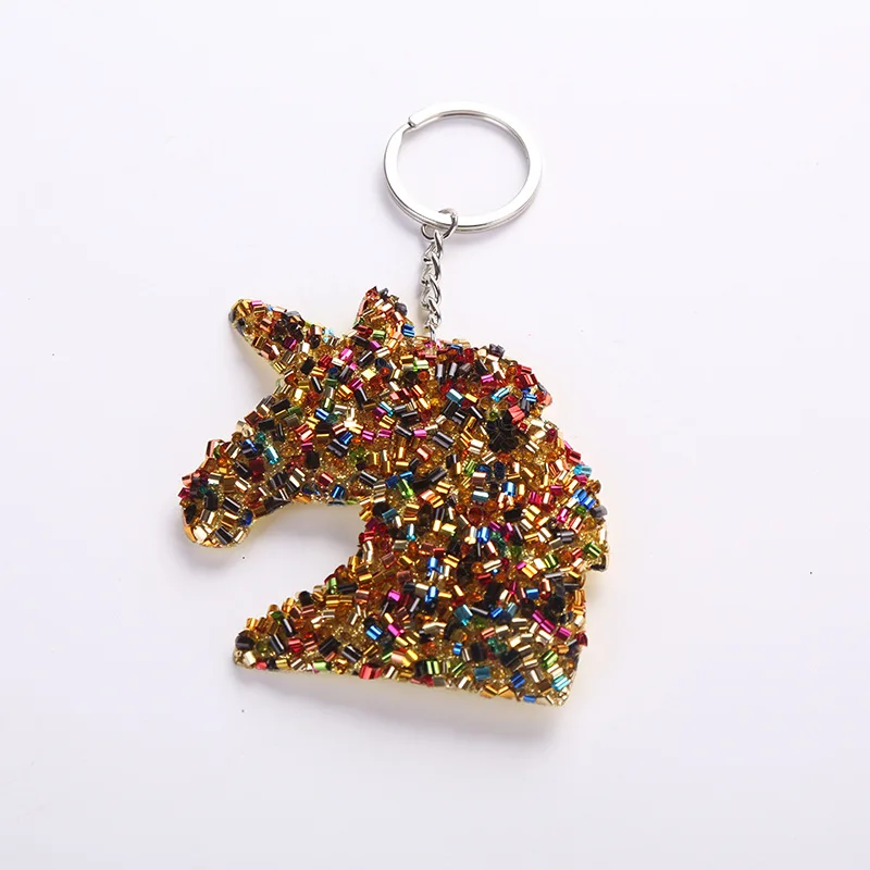 Брелок для ключей в виде единорога блестящий помпон с блестками брелок подарки