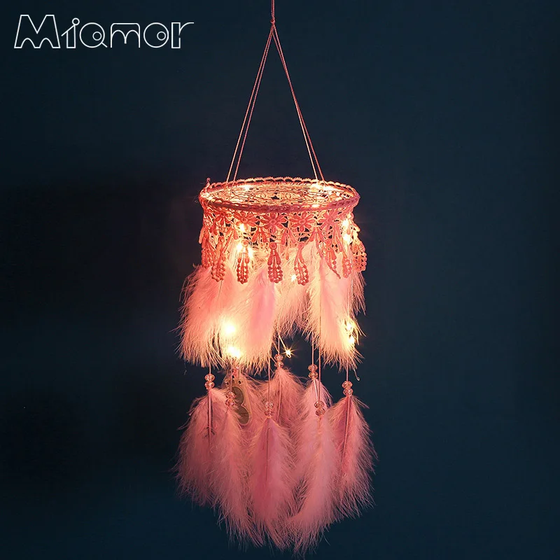 MIAMOR белый и розовый 3D Ловец снов колокольчики ветра со светом кафе бар Вечеринка