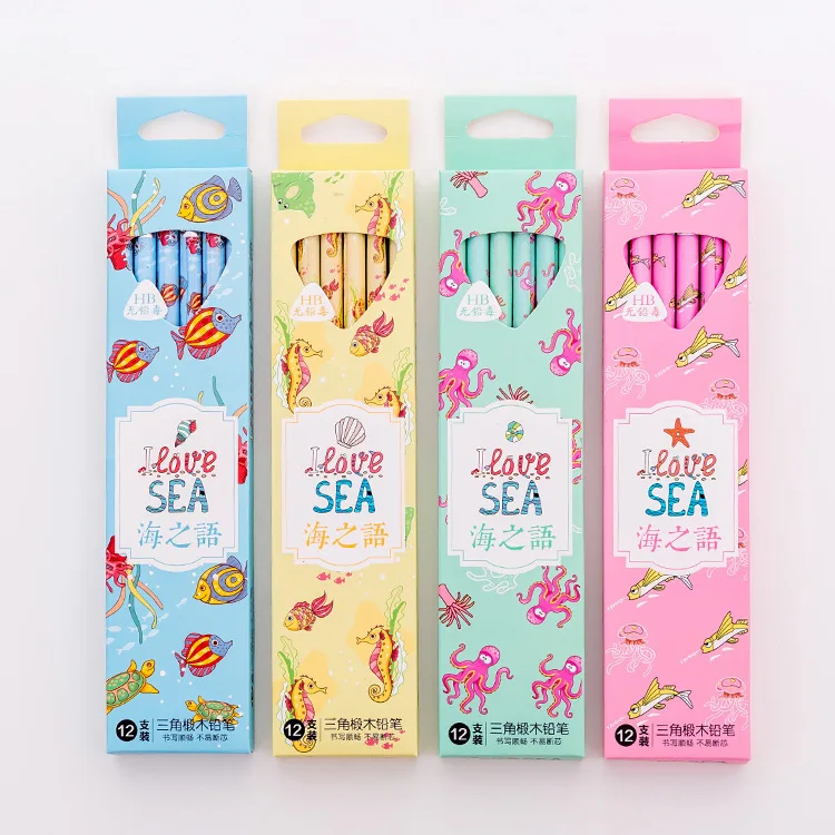 Карандаш HB деревянный шестигранный с ластиком детские школьные принадлежности 12