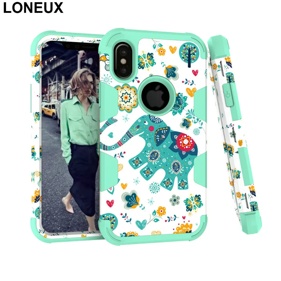 LONEUX Dirt-resistant Anti-knock Phone Case For iPhone X 8 7 6Plus Soft TPU and PC Heavy Duty Protection Cover |