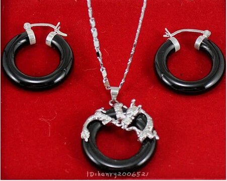 Ювелирные изделия черный камень натуральный цельный дракон кулон ожерелье