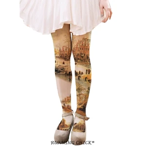 Женские Осенние Колготки с масляным рисунком