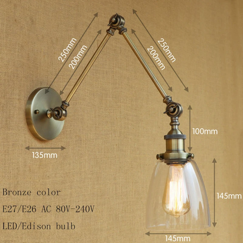 Настенный светильник винтажный для гостиной ресторана бар E27|swing arm|industrial wallindustrial