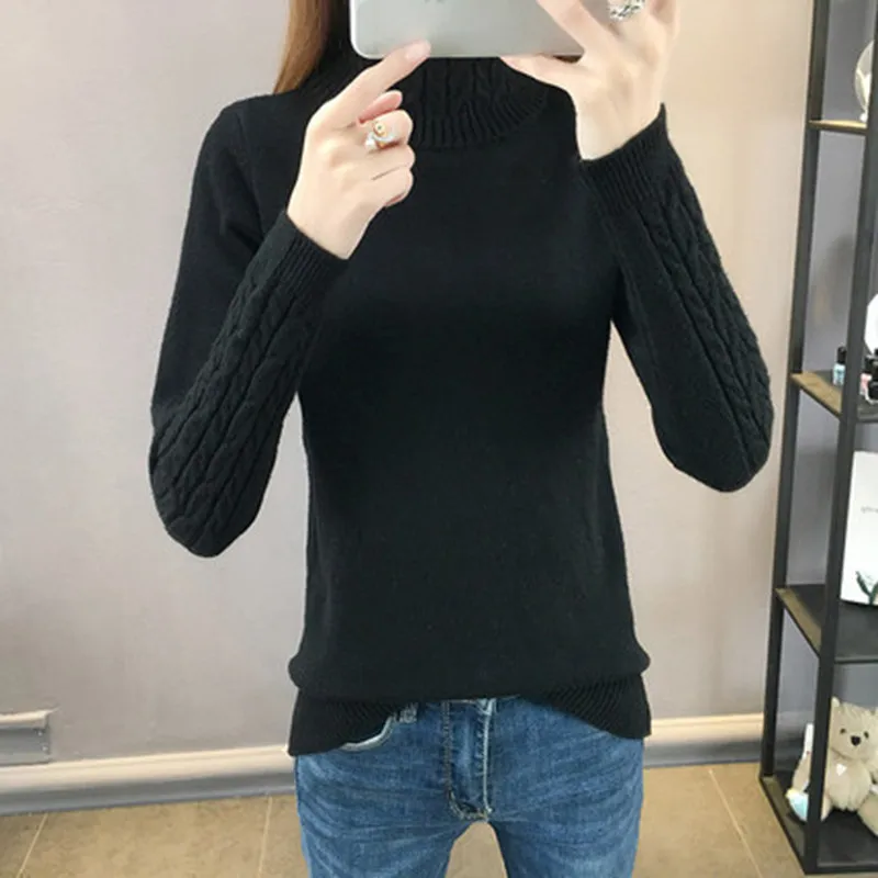 Autumn winter turtleneck sweater women's new bottoming shirt casual hood thickening slimming female sueter mujer VS097 | Женская