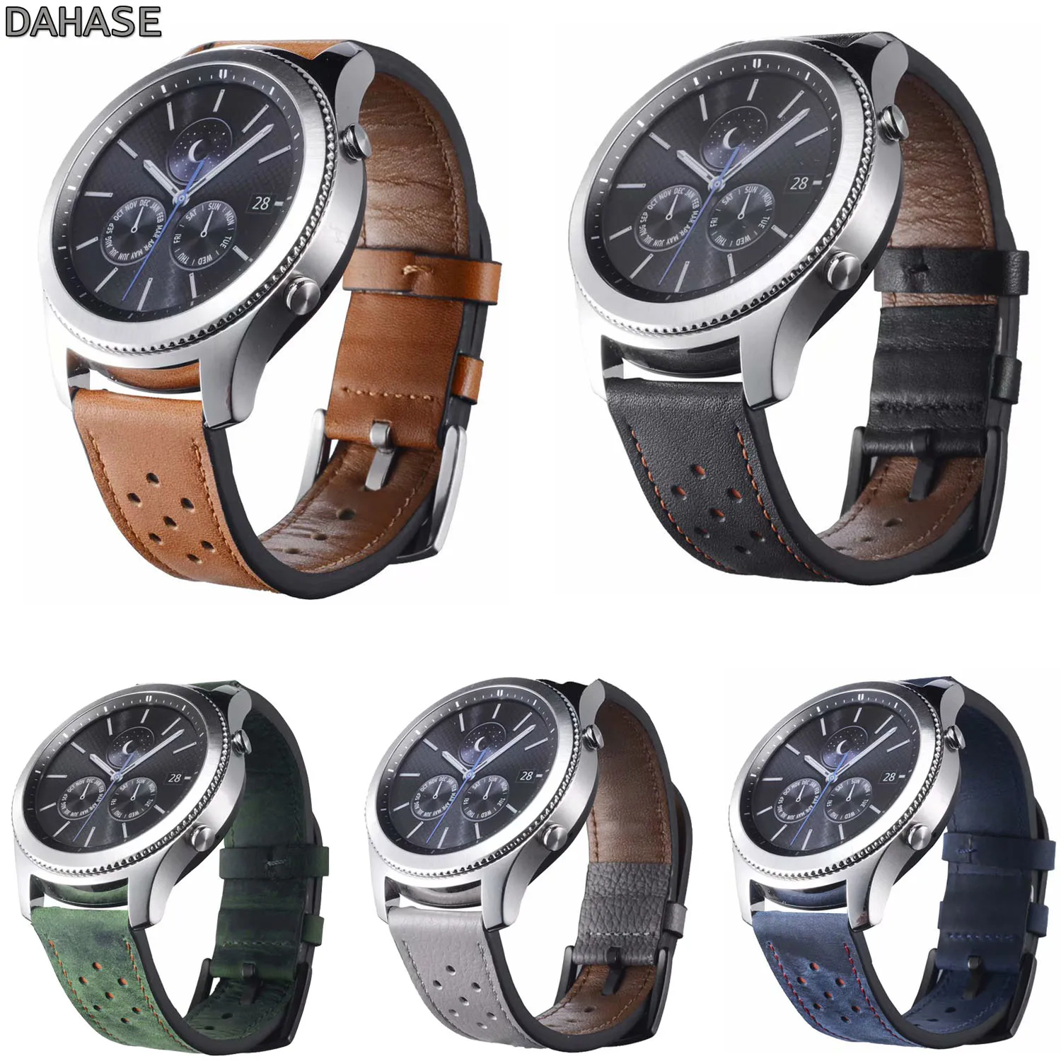 Ремешок из натуральной кожи для Samsung Galaxy Watch 46 мм сменный Браслет Amazfit Stratos 2 Pace 22