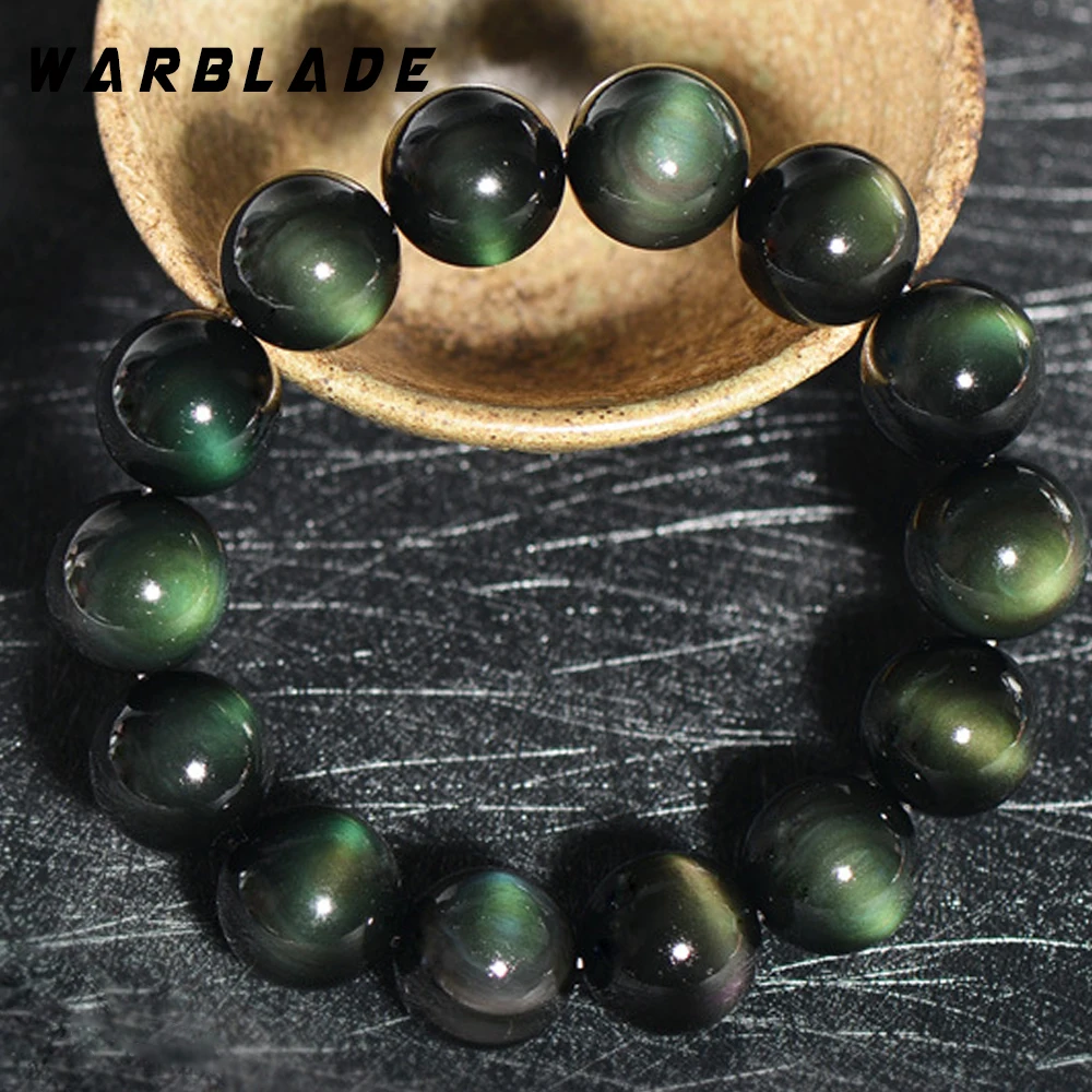 Браслеты из натурального камня 6 А с зелеными глазами обсидиановый браслет