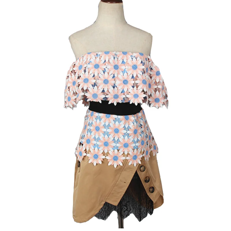 Dress Women 2017 Summer Brand New Floral Lace Patchwork Aysmmetrical Length Sexy Club Slim Bodycon Dresses Vestidos de Festa | Женская