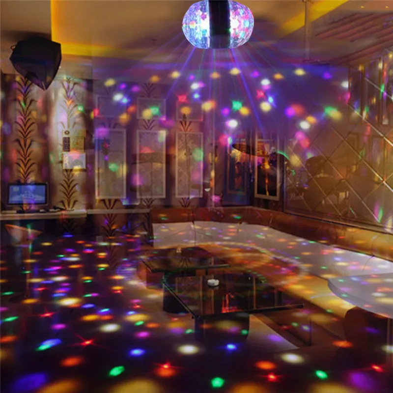 Цветной Вращающийся RGB светодиодный сценический светильник E27 праздвечерние