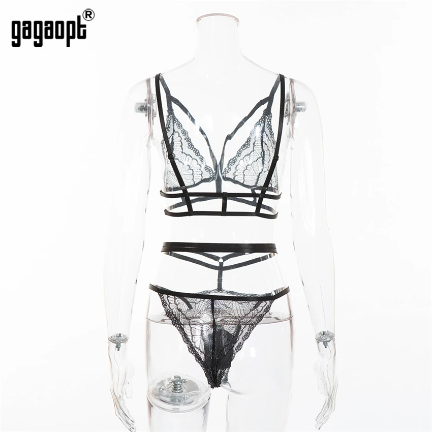 Gagaopt, цветочный кружевной комплект с бюстгальтером, женский модный сексуальный комплект нижнего белья, регулируемый ремешок, черный женский комплект нижнего белья, одежда для сна