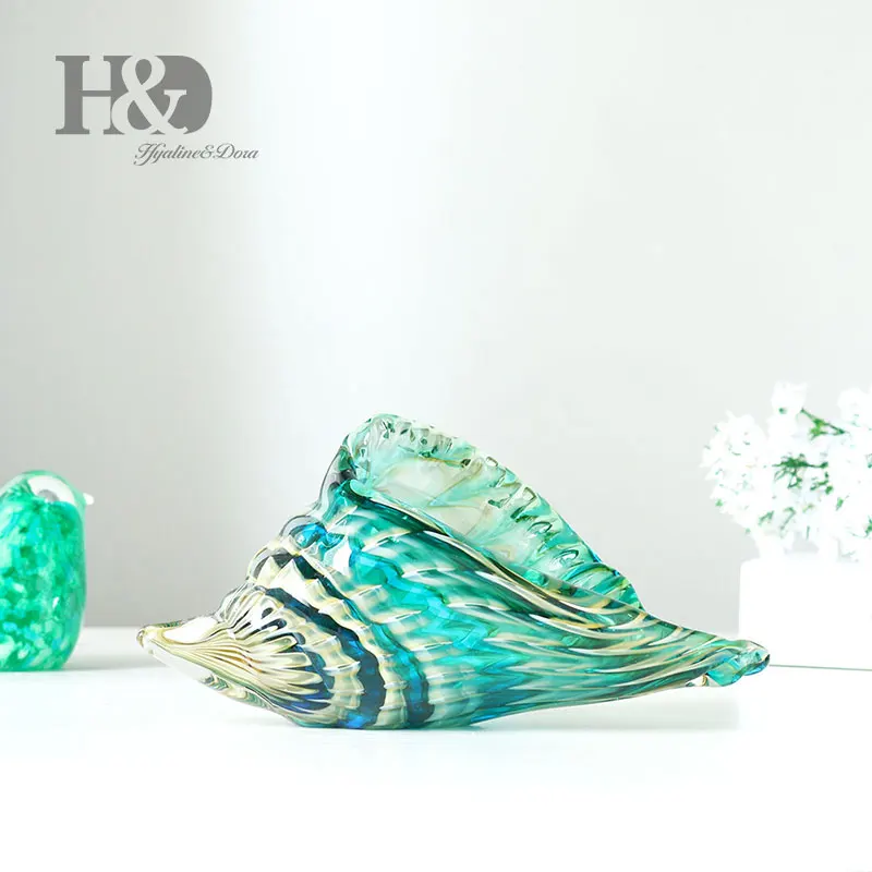 H& D 8,9 ''ручная дутая ракушка, скульптура из стекла, муранское искусство, стиль океана, животное, пресс-папье для дома или офиса, декоративные фигурки