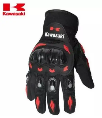 Мотоцикла Винтаж Прихватки для мангала мотоцикла KAWASAKI Гоночные перчатки Для Мужчин's мотокросс Полный пальцев Прихватки для мангала красный оранжевый зеленый - Цвет: Красный
