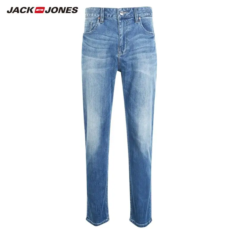 DENIM BLUE JackJones мужские осенние Стрейчевые зауженные укороченные джинсы модные брюки мужская одежда 218332542 219232506 - Цвет: DENIM BLUE