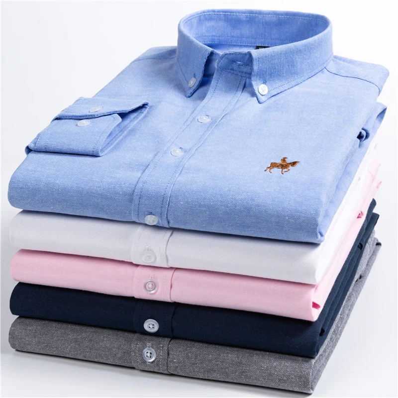 2019 рубашка мужская Длинный рукав Оксфорд ткань slim fit дыхание comfrotable качество