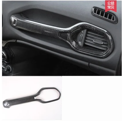 co-pilot handle trim Для Jeep Renegade внутренняя карбоновая лампа для чтения рулевого колеса, ручка переключения передач, хромированная накладка, аксессуары для стайлинга автомобилей - Название цвета: co-pilot handle trim