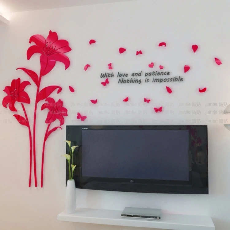 Настенные акриловые зеркальные наклейки в виде цветка искусственной лилии|crystal