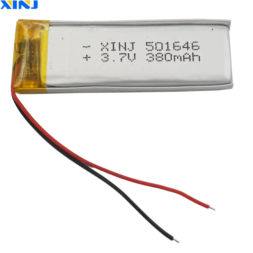 

XINJ 10pcs 3.7V 380mAh Polymer Li Lithium Battery Lipo Cell 501646 For GPS Sat Nav DIY Glasses Camera Driving Recorder