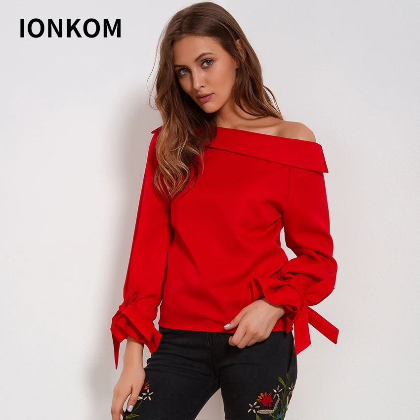 IONKOM Офисная женская элегантная рубашка с вырезом в горошек Повседневная Блузка