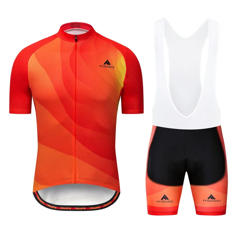 01 Bib short kits MILOTO, новинка, мужской костюм для велоспорта, одежда для велоспорта, одежда для велоспорта, нагрудник, Короткие комплекты, дышащий, анти-УФ, одежда для велоспорта/комплекты с коротким рукавом - Цвет: 01 Bib short kits