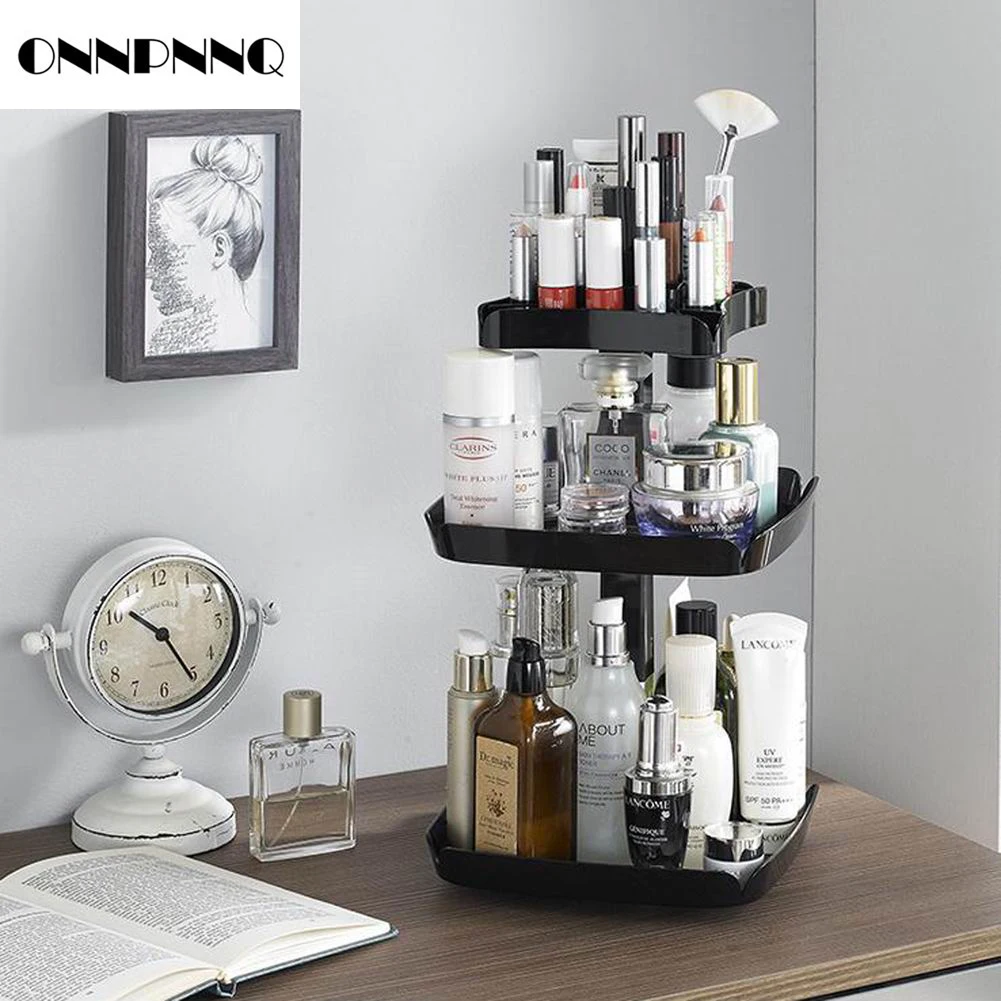 Пластик Органайзеры для косметики 360 градусов вращения Косметический коробка
