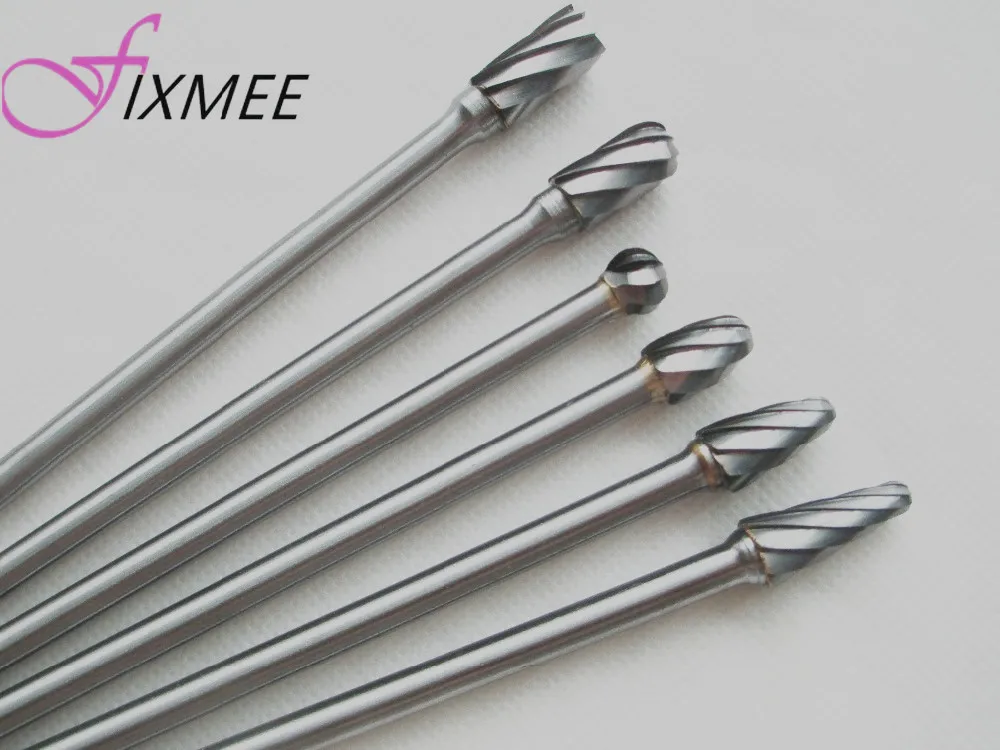 

High Quality Efficiency 150mm Long 6 x 10mm Tungsten Carbide ALUMINUM CUT Rotary Burr Burs 6mm shaft Set Power Tools Drill Bit