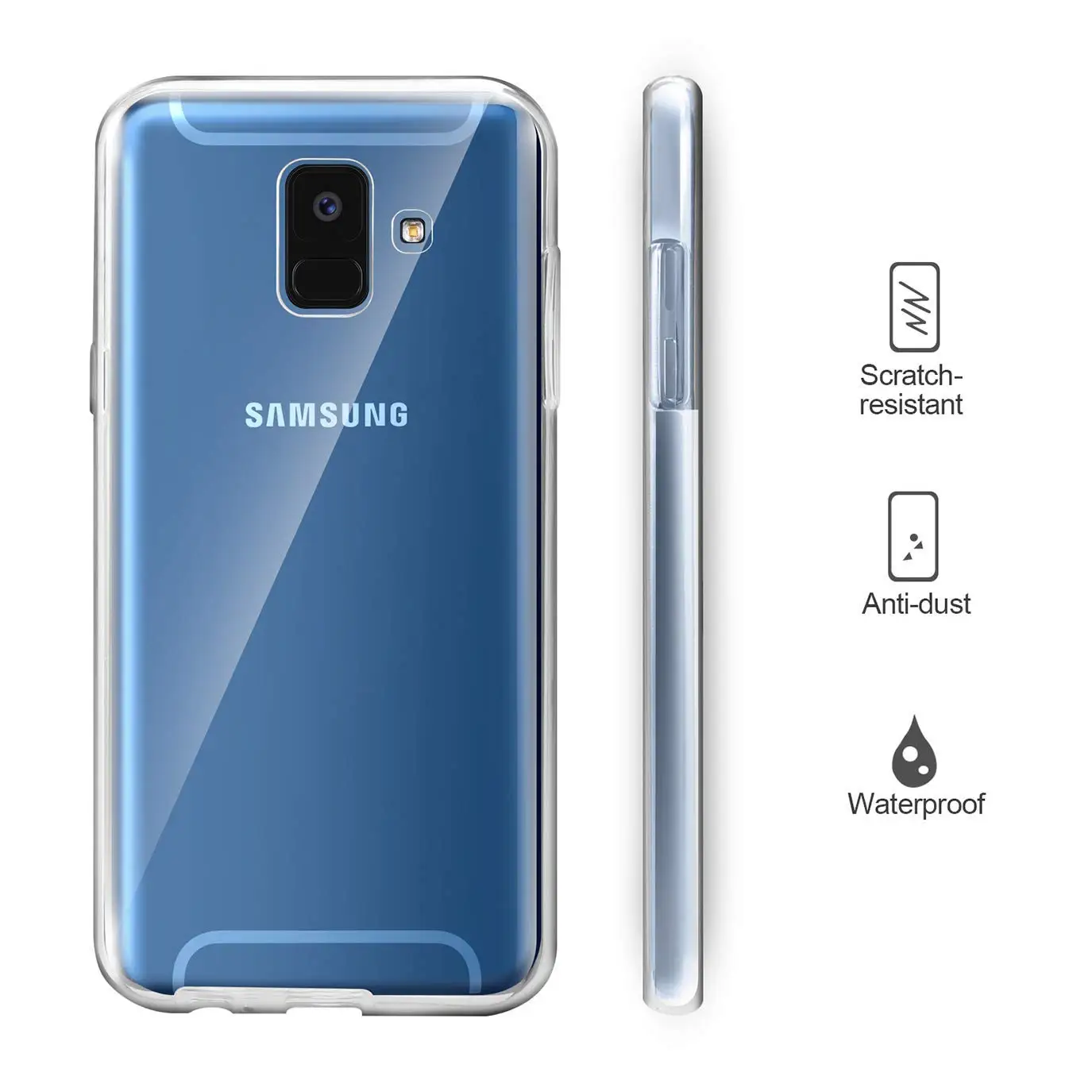 Прозрачный чехол с полным покрытием для Samsung Galaxy A6 A7 A8 S10 Note 10 Plus 360 A750 S6 S7 edge S5 S8 s9 8 9 4