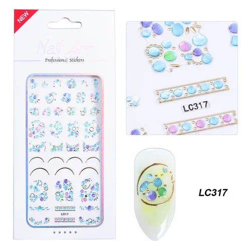 LC317 1 шт Весна 3D наклейки для дизайна ногтей Decoratioins колье с цветочным медальоном Сердце ногтей наклейки Красочные ползунки Маникюр конструкций TRLC313-324 - Цвет: LC317