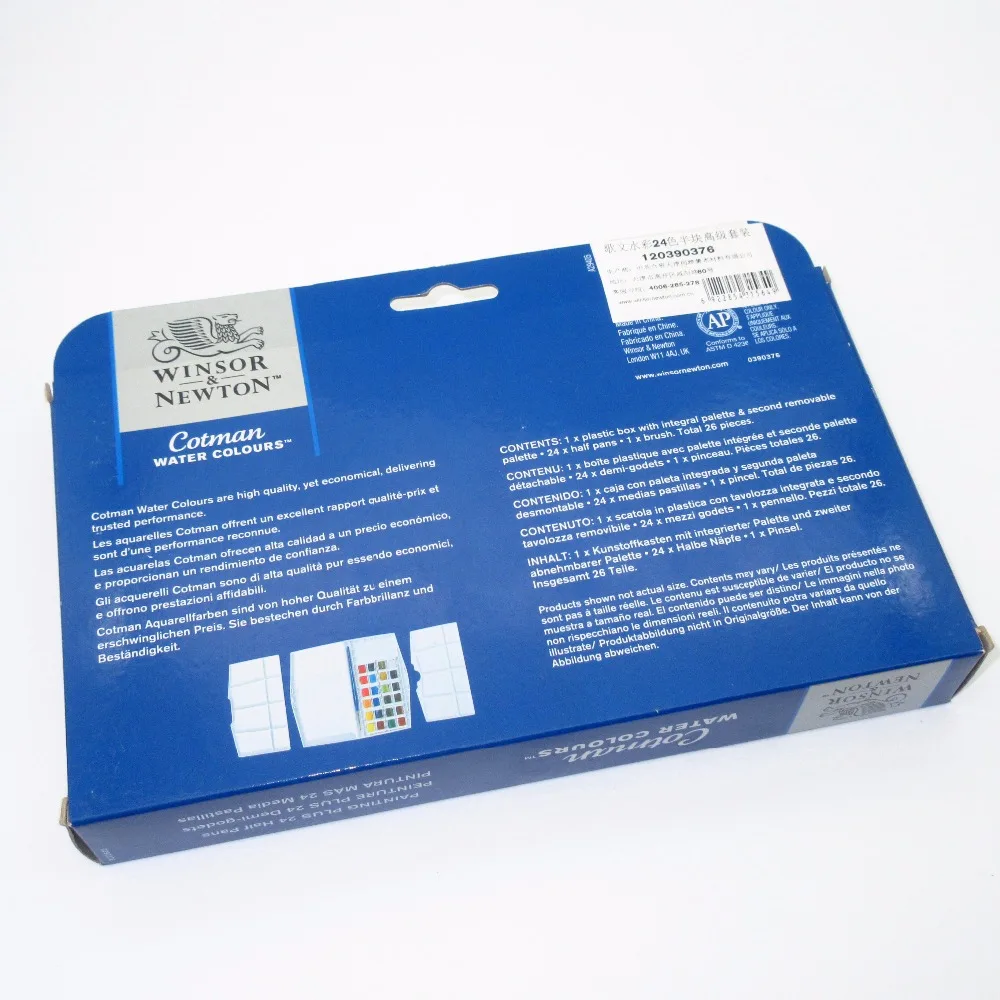 Winsor& Newton Cotman акварель 24 цвета Половина Пан набор твердых красок