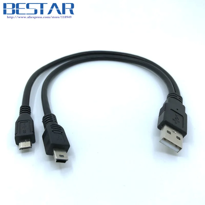 2 в 1 комбинированный мини usb и микро USB 0 micro 5 контактный разъем Y образный кабель 30