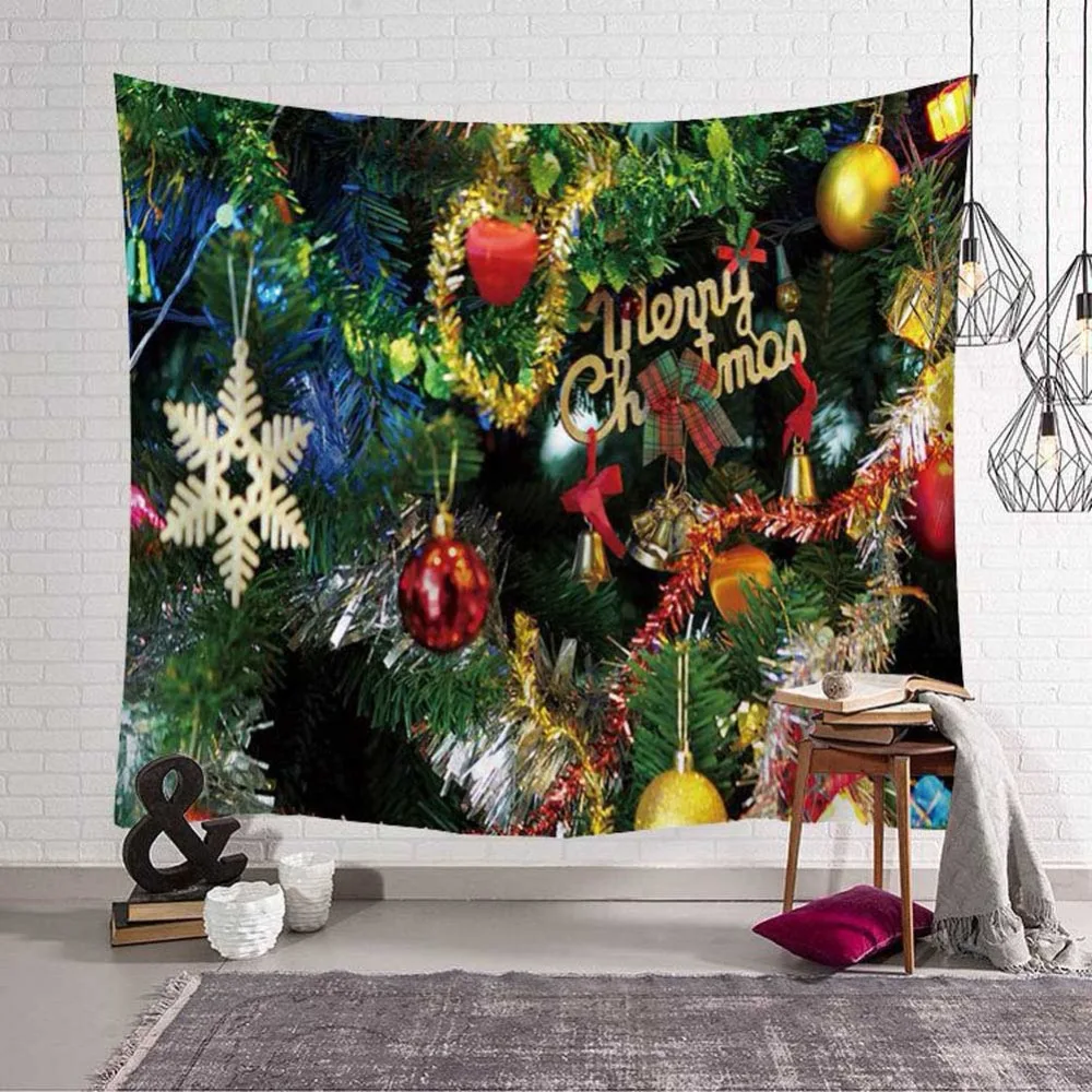 Новогоднее искусство настенный гобелен украшение Санта олень рождественское