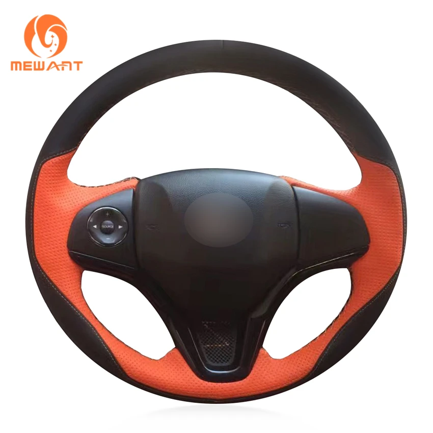 MEWANT черный оранжевый кожаный чехол на руль автомобиля для Honda Jazz HR V HRV City Fit 2015 2016
