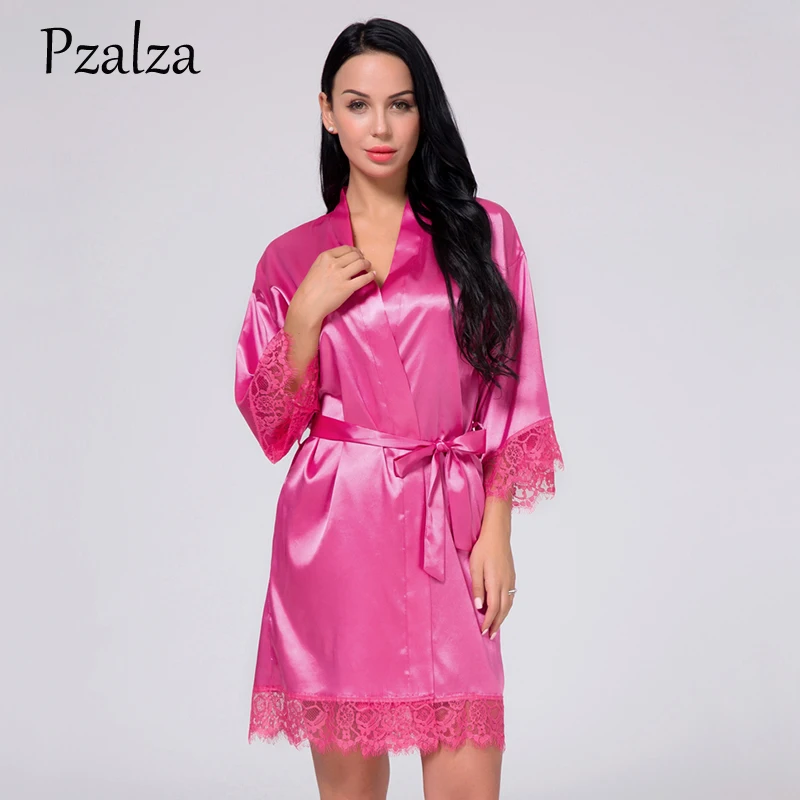 Летние шелковые женские халаты сексуальные кружевные Сатиновые большие размеры