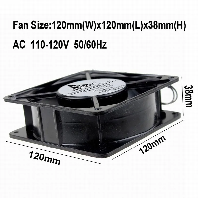5 pcs Gdstime 2 Wire Axial AC Fan 110V 120V Cooling Fan 120mm 12cm 12038 120x120x38mm
