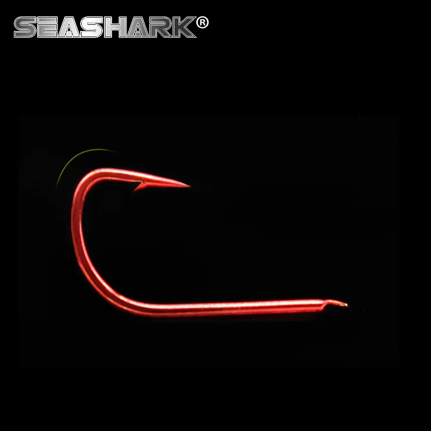 SEASHARK 100pcs/lot Carbon Steel Fishing Hook red &ampgolden Jig Hooks 1#2#3#4#5#6#7#8#Fishhooks Barbed &amp Non-barb | Спорт и