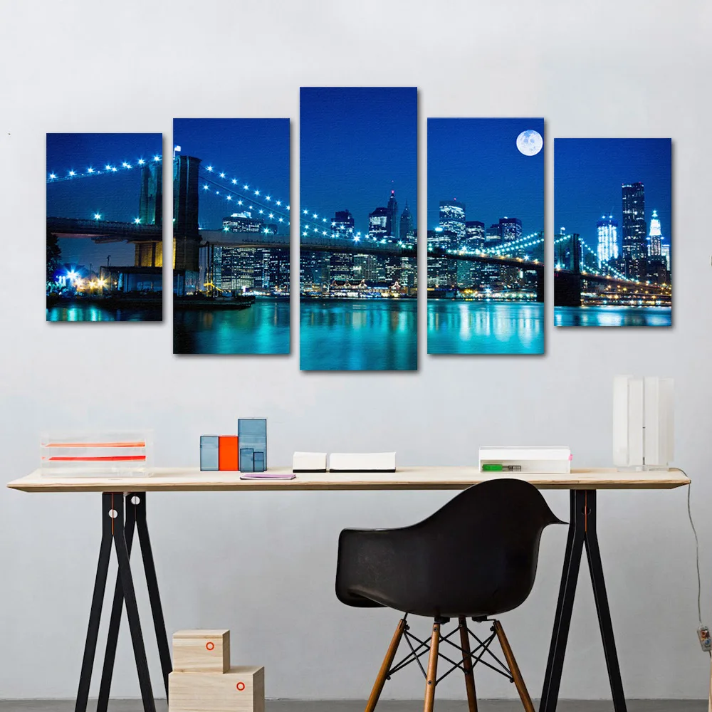 3D Золотые ворота мост ночной поток картина спальня гостиная фон диван стены