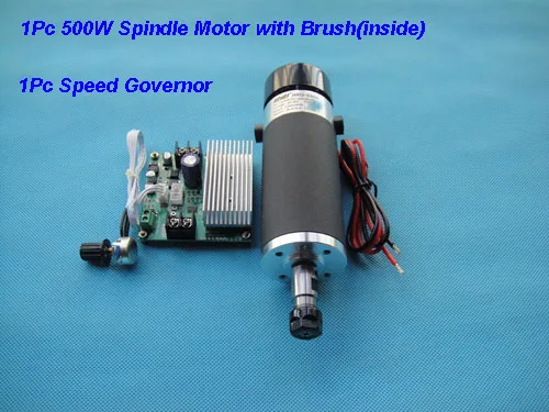 Spindle and Governor ER11 CNC шпиндель 500 Вт с воздушным охлаждением 0.5KW фрезерный двигатель 3000-12000 об/мин DC24-110V - Цвет: Spindle and Governor