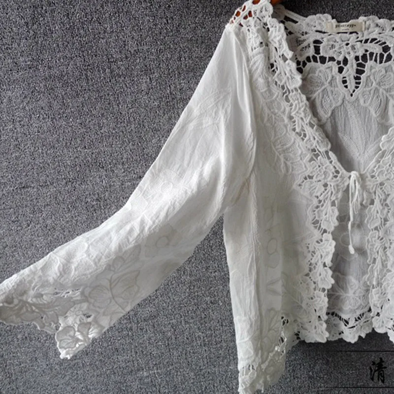 Женский Повседневный Кардиган с цветочной вышивкой Солнцезащитный платок для