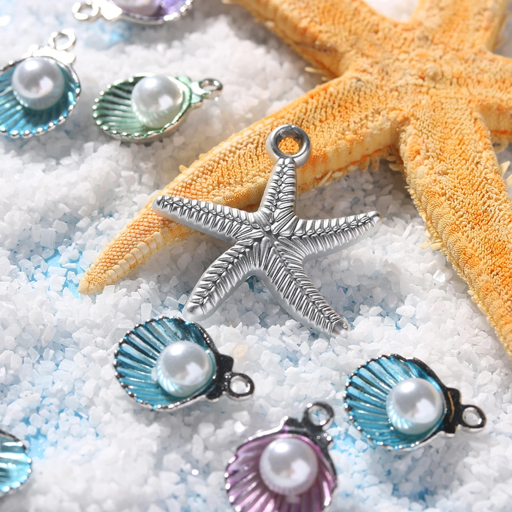 10 шт Новые амулеты милые эмалированные Подвески в виде ракушки изготовление